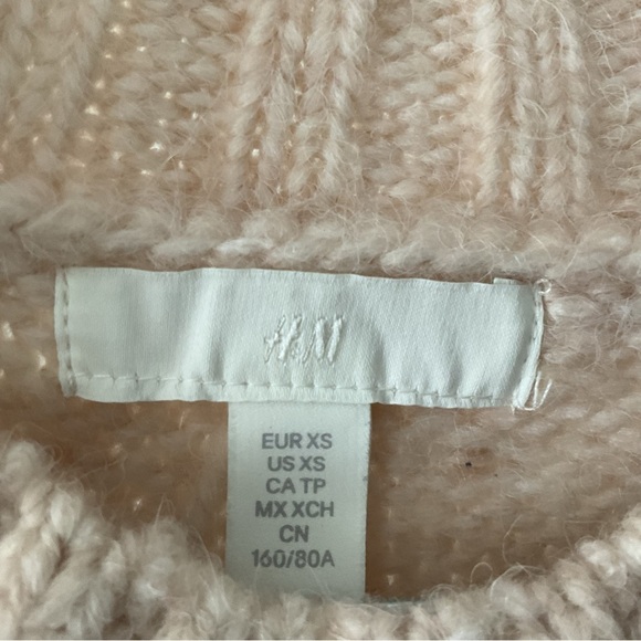 H&M Oversized Peach Pink Mock Turtleneck Chunky Sweater Long Sleeve Sz XS/S - Picture 3 of 6